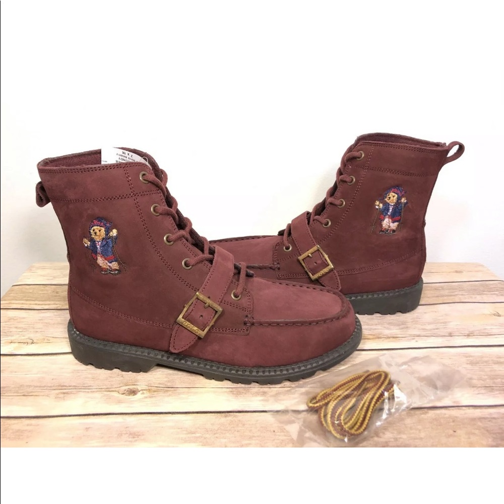 Polo Ralph Lauren Ranger Burgundy Suede Boots Bear